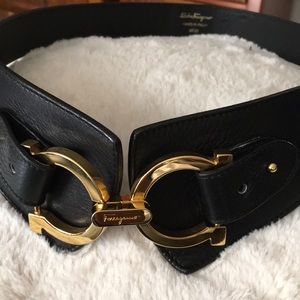 Salvatore Ferragamo Black Leather Belt